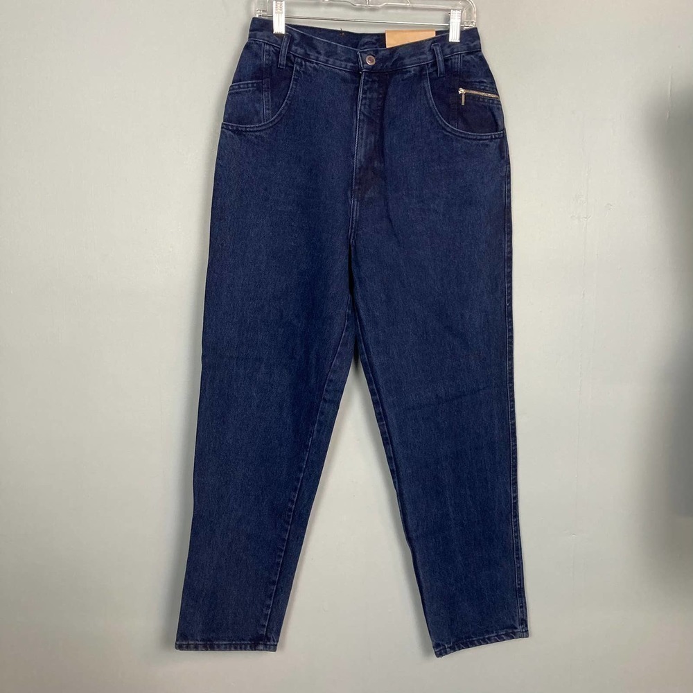 𝅺NOS Gitano Jeans Tapered Leg Mom Jean Relaxed Size 12 Over-Dyed Denim Dark Wash